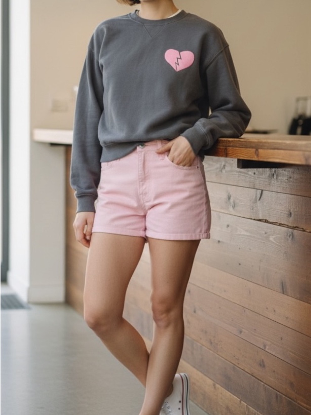 Wildfox “I Wish It Was Saturday” Gray Sweatshirt XS Broken Heart 100% Cotton